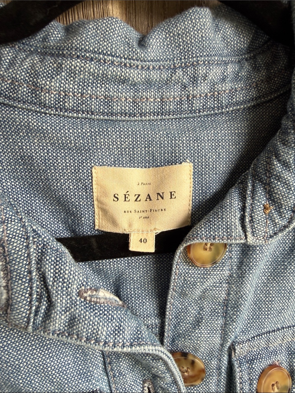 Sezane Light Blue Denim Shirt Mini Dress - Picture 3 of 4